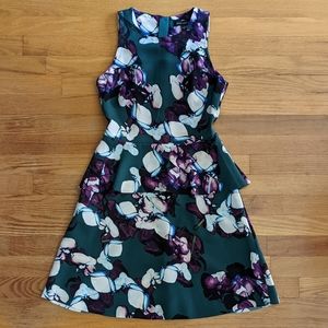 Banana Republic Peplum Floral Dress Green Purple